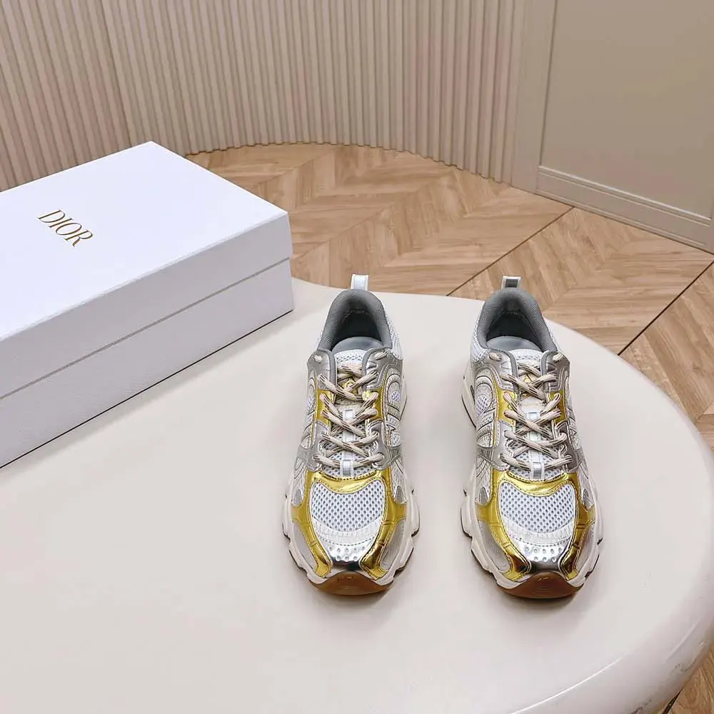 Close-up of gold-tone hardware on Dior Women Chrono Sneaker