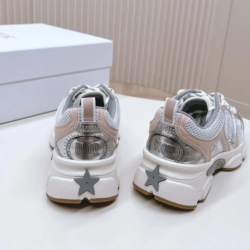 Dior Women Chrono Sneaker White Mesh with Nude and Silver-Tone Laminated Leather-Effect Panels - image 7
