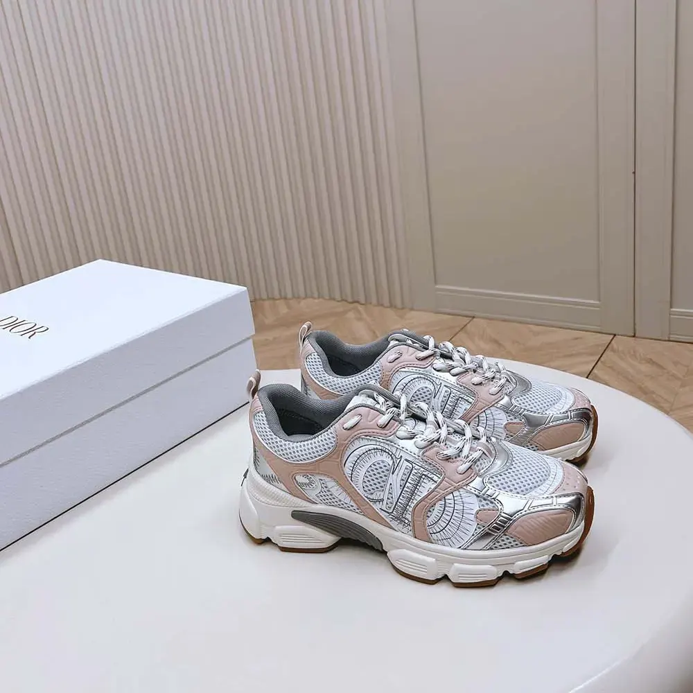 Dior Women Chrono Sneaker White Mesh with Nude and Silver-Tone Laminated Leather-Effect Panels - image 5
