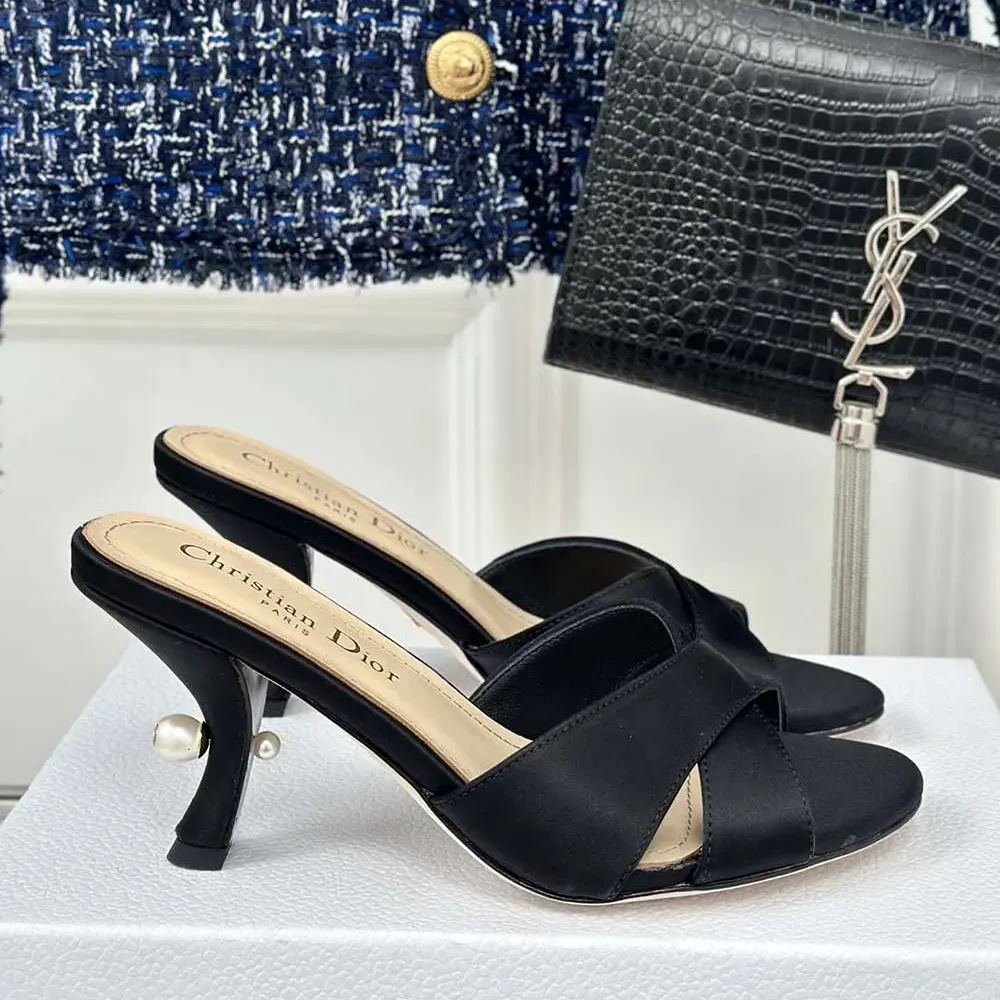 Dior Women Dior Tribales Heeled Slide Black Satin KCO068SAT_S900 - image 5