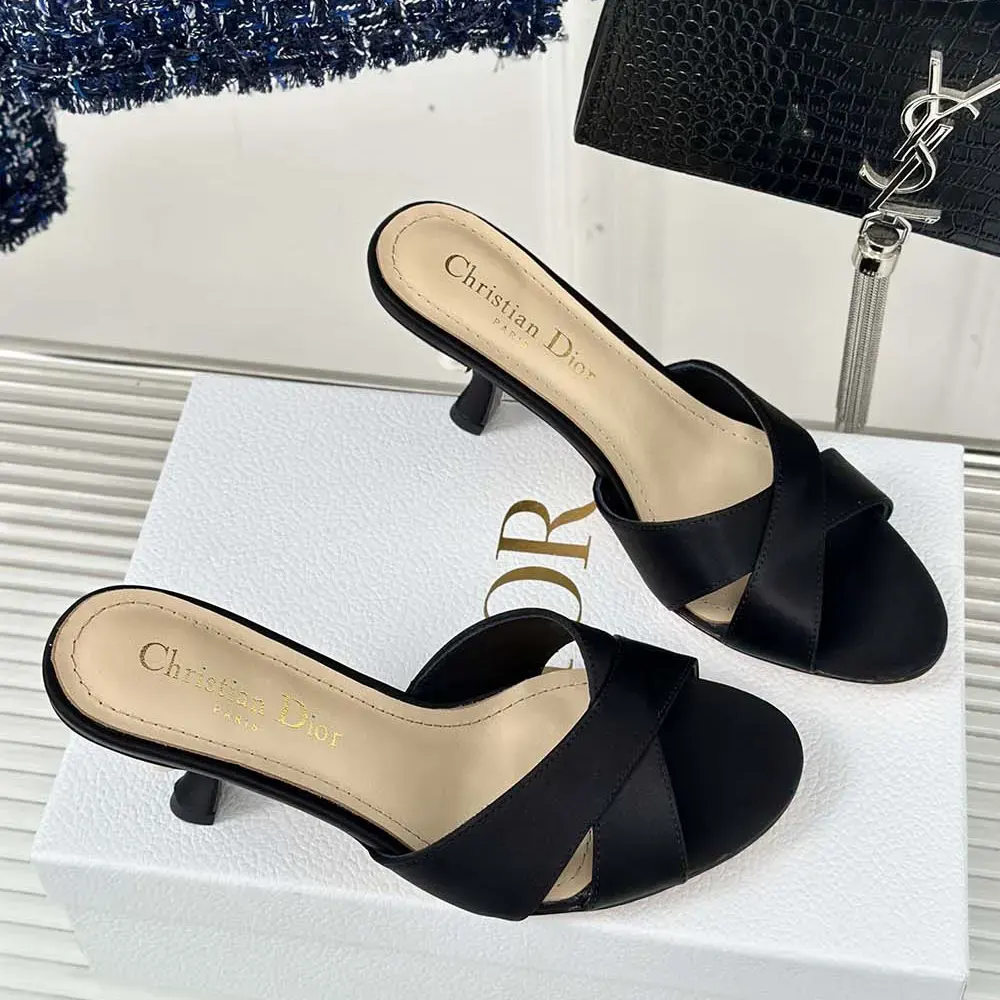 Dior Women Dior Tribales Heeled Slide Black Satin KCO068SAT_S900 - image 4