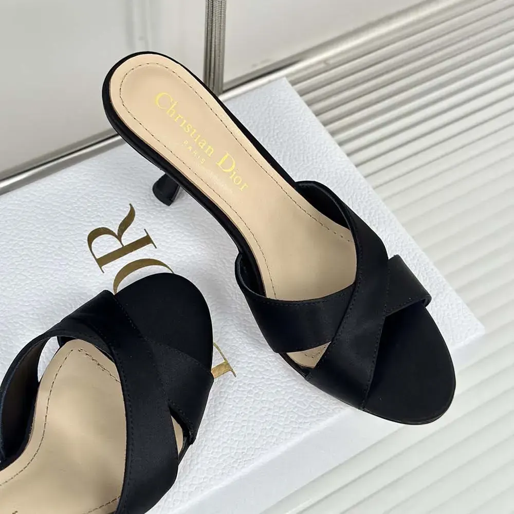 Dior Women Dior Tribales Heeled Slide Black Satin KCO068SAT_S900 - image 6