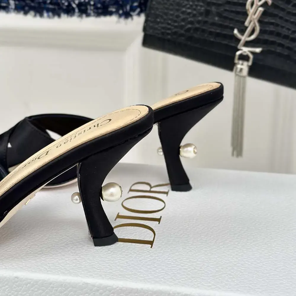 Dior Women Dior Tribales Heeled Slide Black Satin KCO068SAT_S900 - image 9