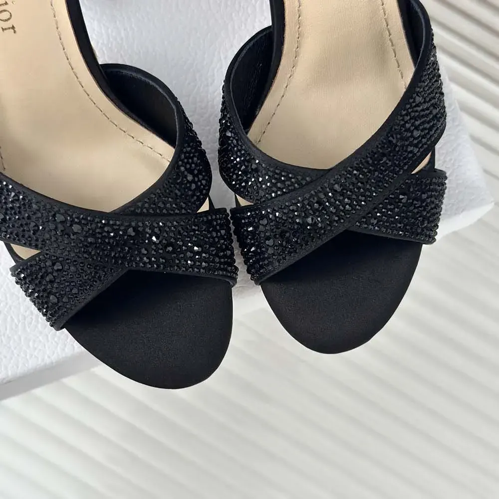 Dior Women Dior Tribales Heeled Slide Black Suede Calfskin and Strass - image 7