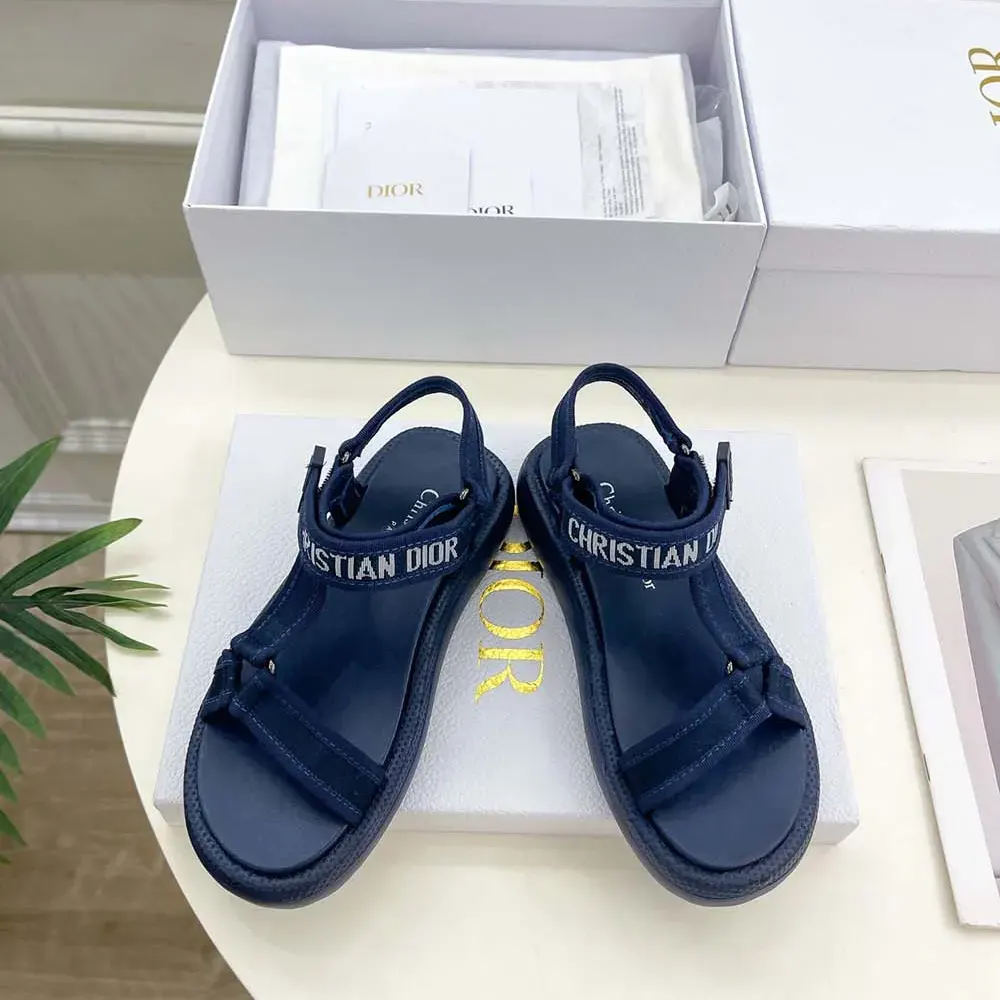 Dior Women Dioriviera D-Wave Sandal Deep Blue Technical Fabric - image 4