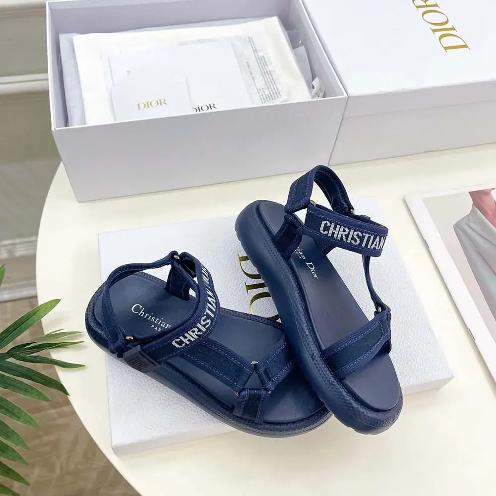 Dior Women Dioriviera D-Wave Sandal Deep Blue Technical Fabric - image 5