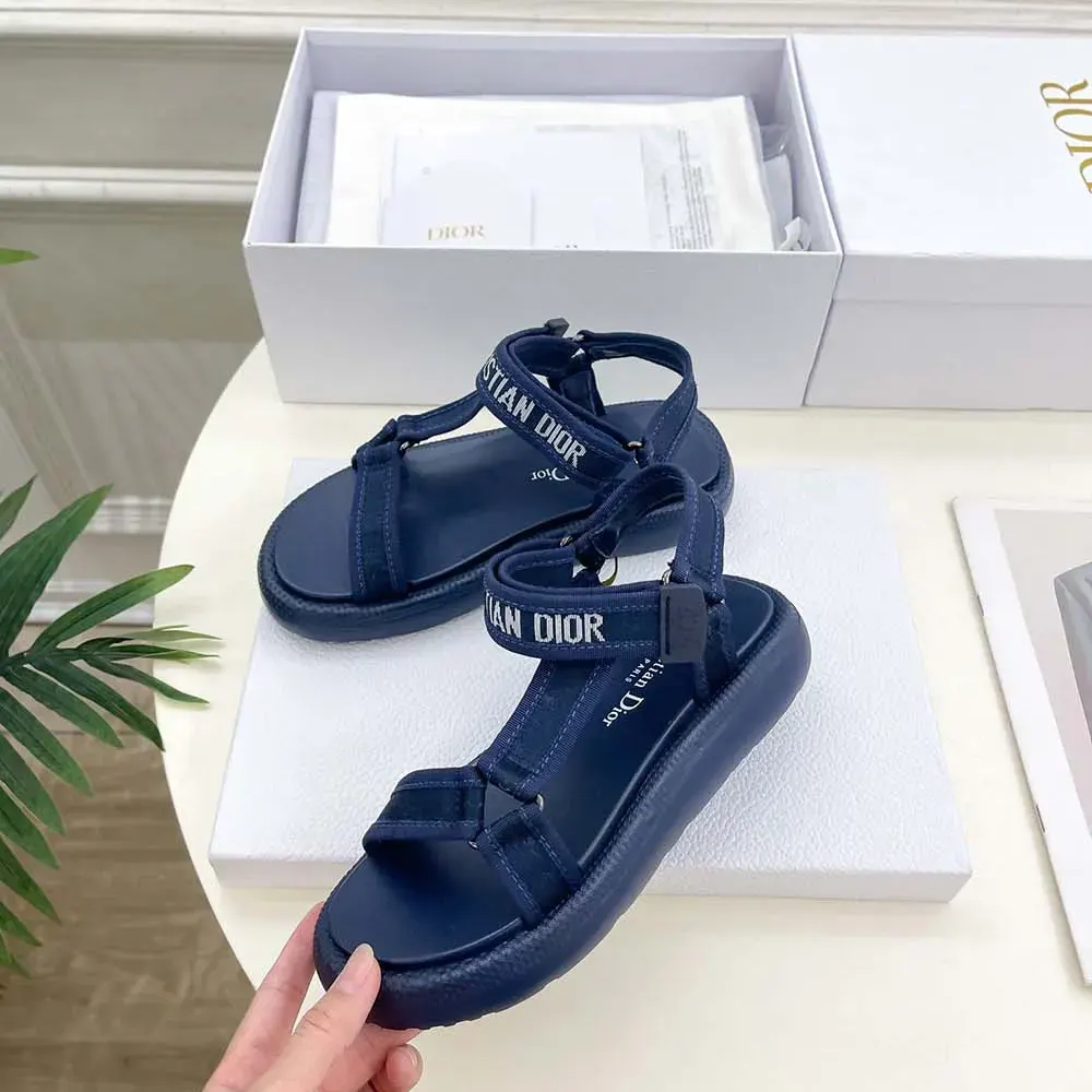 Dior Women Dioriviera D-Wave Sandal Deep Blue Technical Fabric - image 6