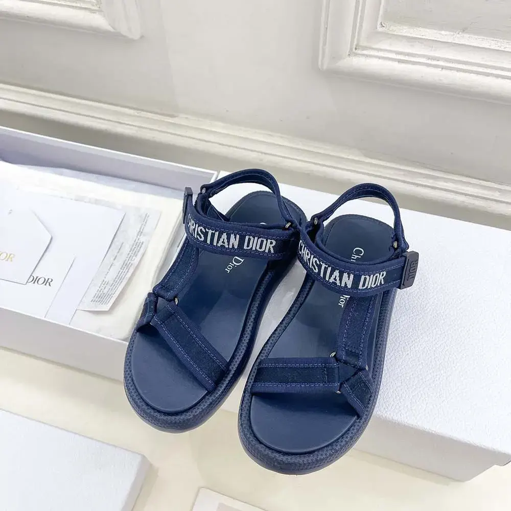 Top angle showing adjustable strap on Dior Women Dioriviera D-Wave Sandal