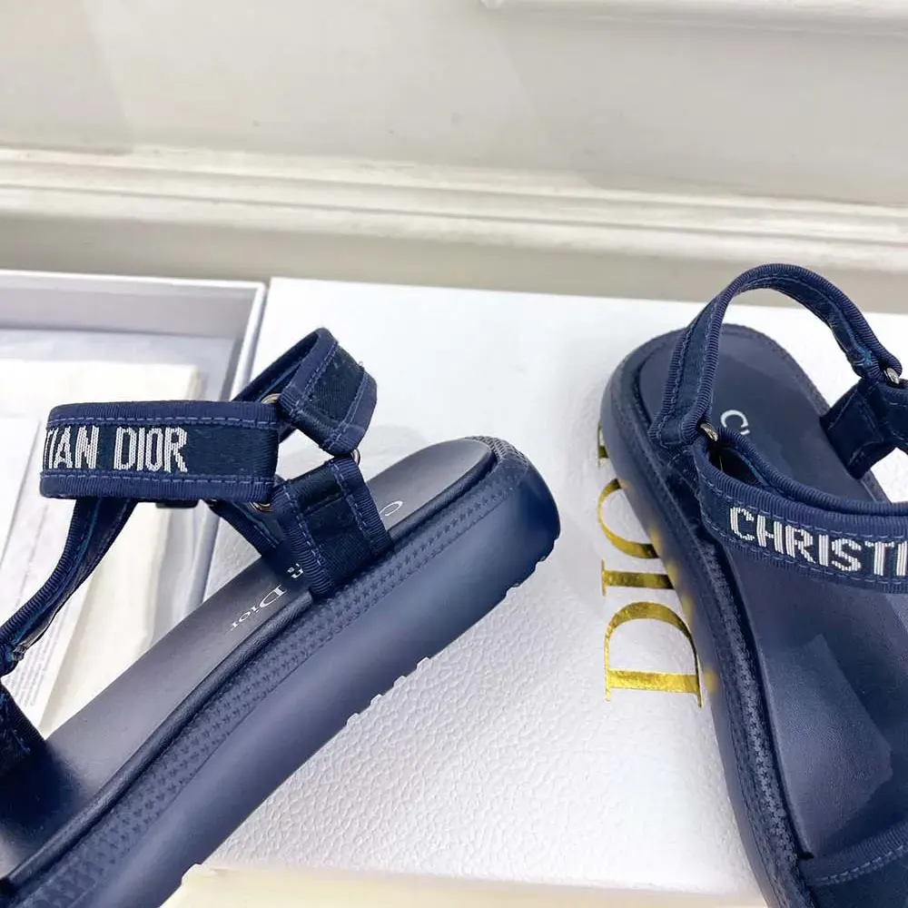 Dior Women Dioriviera D-Wave Sandal Deep Blue Technical Fabric - image 9