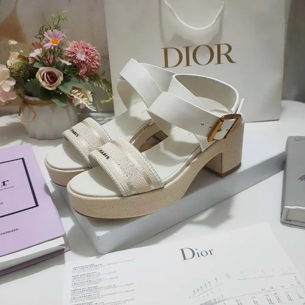 Rear view showcasing stiletto heel of Dior Women Dioriviera Dway Heeled Sandal