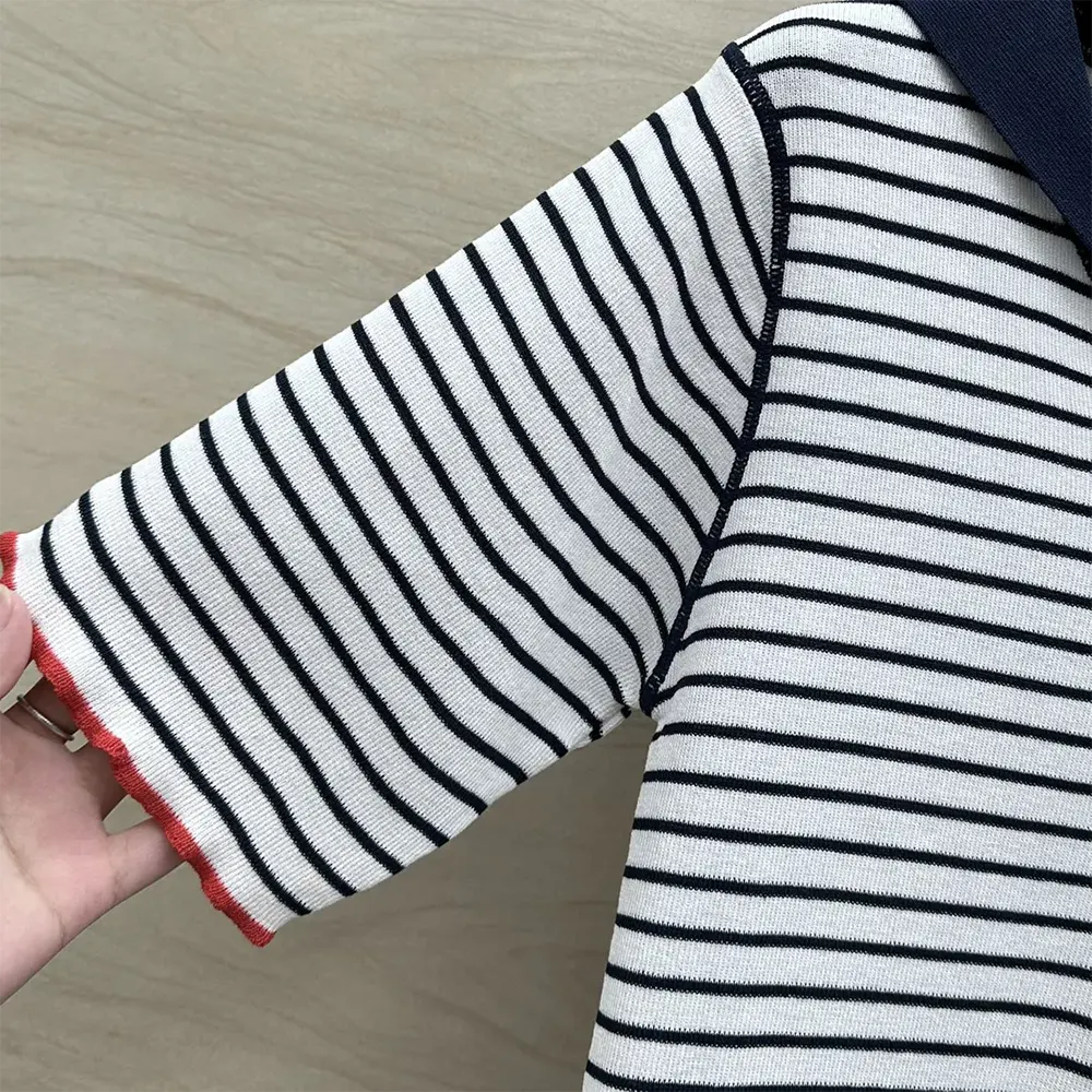 Dior Women Dioriviera Sweater White and Navy Blue Linen, Cashmere and Silk Ribbed Knit - image 7