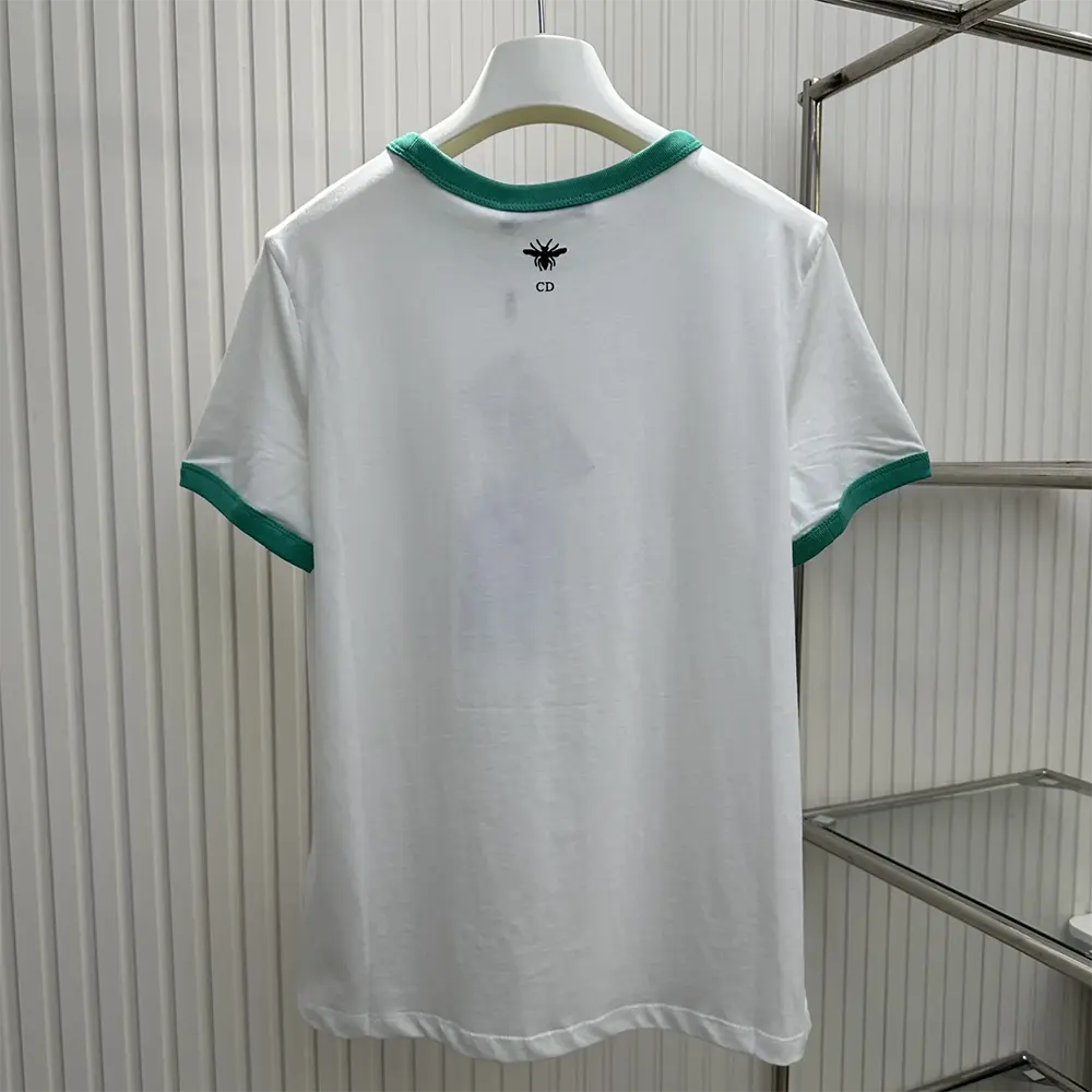 Side profile highlighting fit of Dior Men Dioriviera T-Shirt Aqua colour