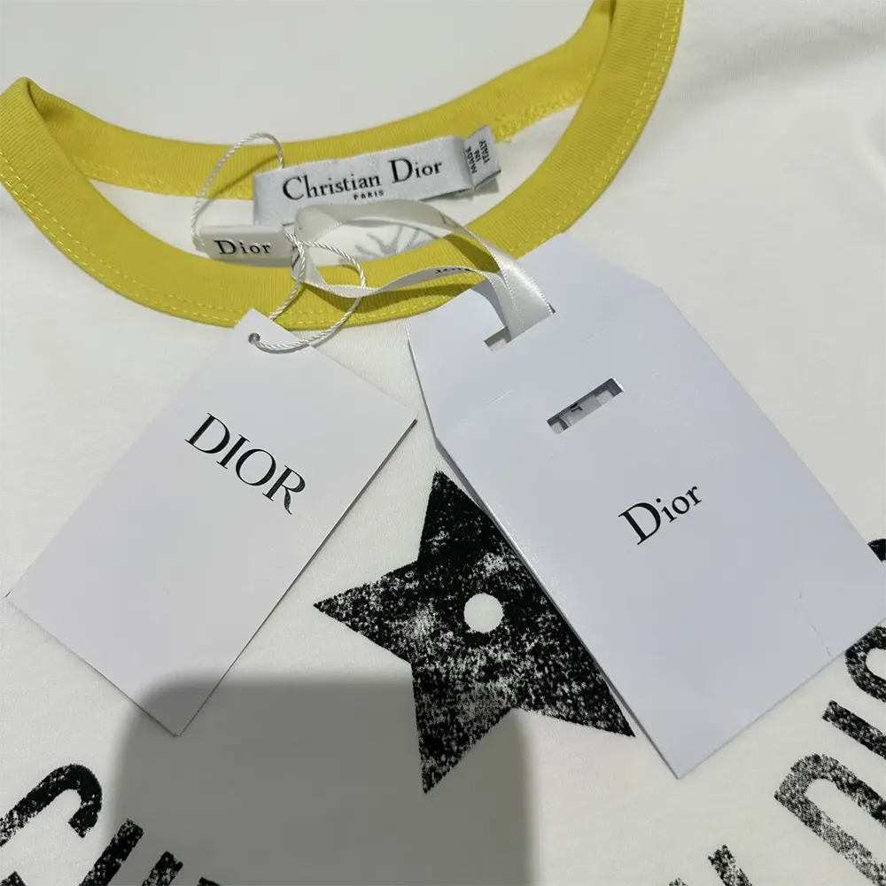 Dior Women Dioriviera T-Shirt Ecru and Lemon Yellow Cotton Jersey - image 5