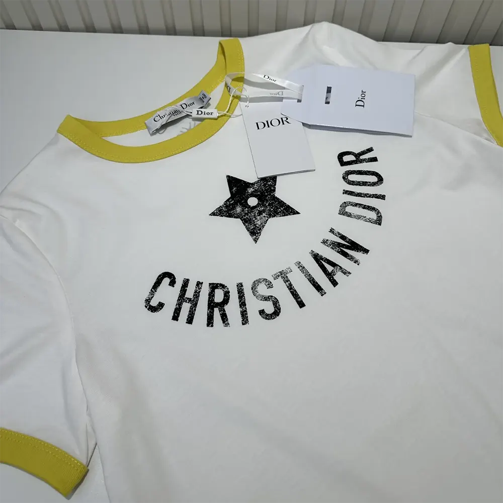 Dior Women Dioriviera T-Shirt Ecru and Lemon Yellow Cotton Jersey - image 4