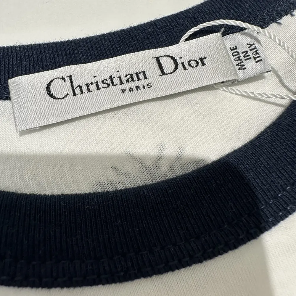 Dior Men Dioriviera T-Shirt Ecru and Navy Blue Cotton Jersey - image 7