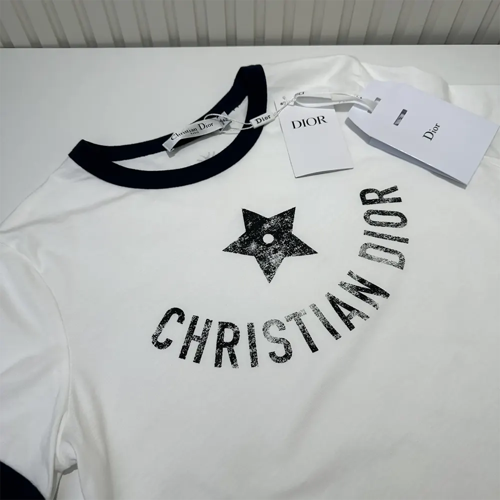 Dior Men Dioriviera T-Shirt Ecru and Navy Blue Cotton Jersey - image 4