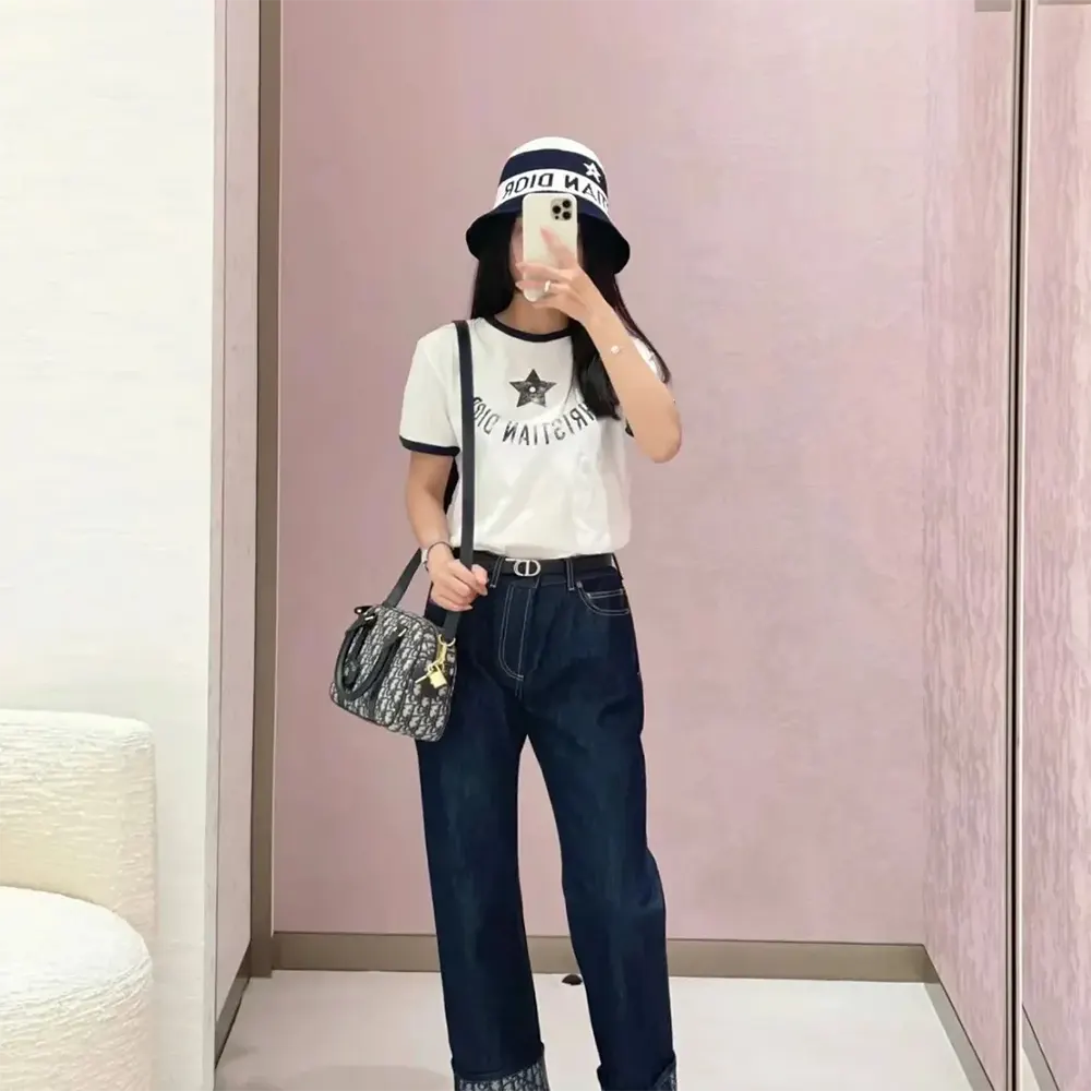 Dior Women Dioriviera T-Shirt Ecru and Navy Blue Cotton Jersey - image 11