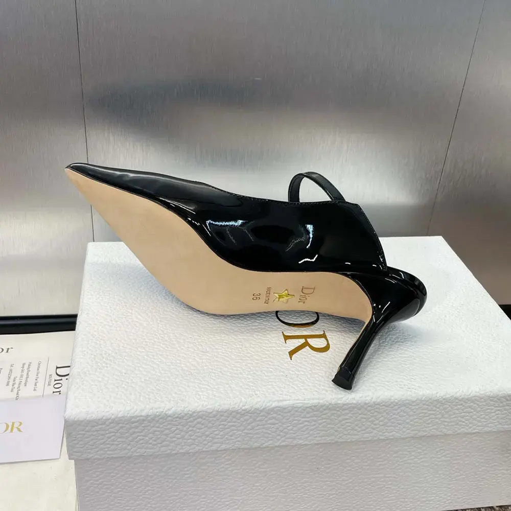 Dior Women Jolie Dior Heeled Mule Black Patent Calfskin - image 10