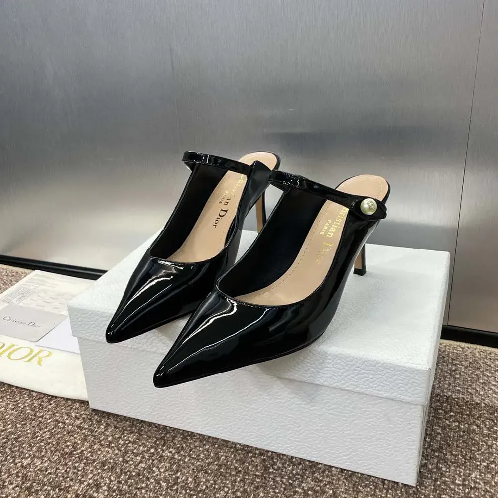 Dior Women Jolie Dior Heeled Mule Black Patent Calfskin - image 4