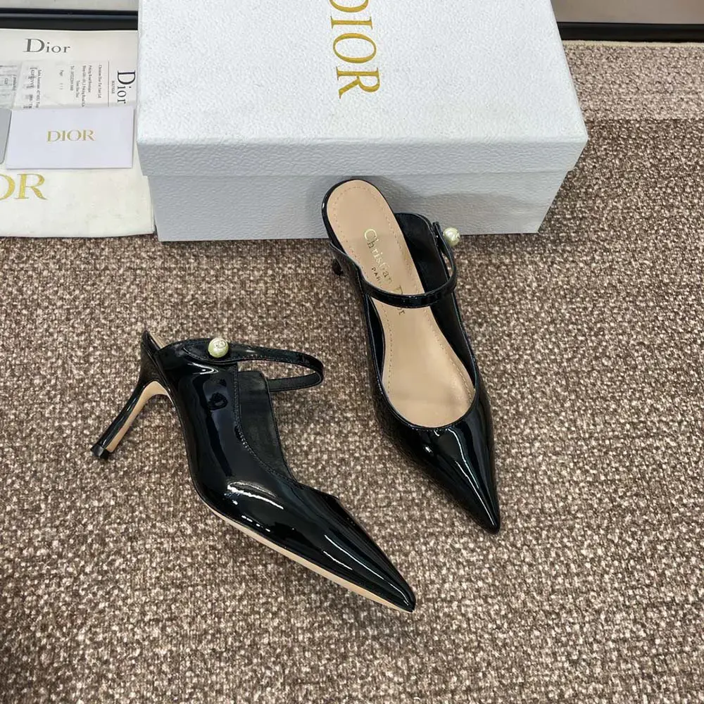 Dior Women Jolie Dior Heeled Mule Black Patent Calfskin - image 7