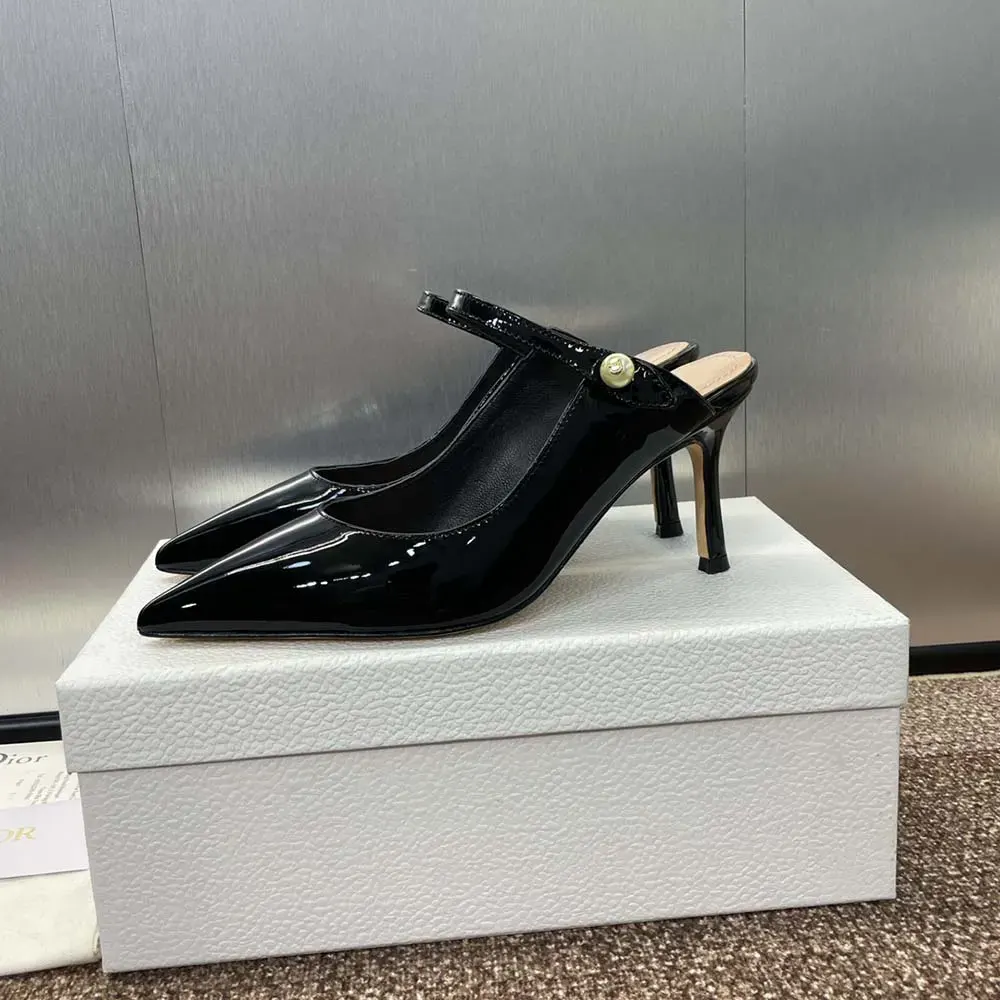 Dior Women Jolie Dior Heeled Mule Black Patent Calfskin - image 6