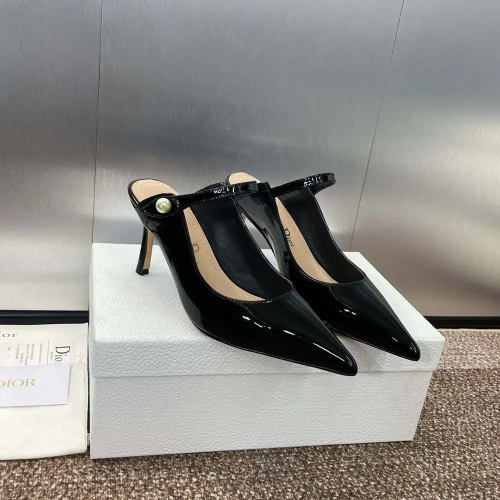 Rear angle showing heel shape of Dior Women Jolie Dior Heeled Mule