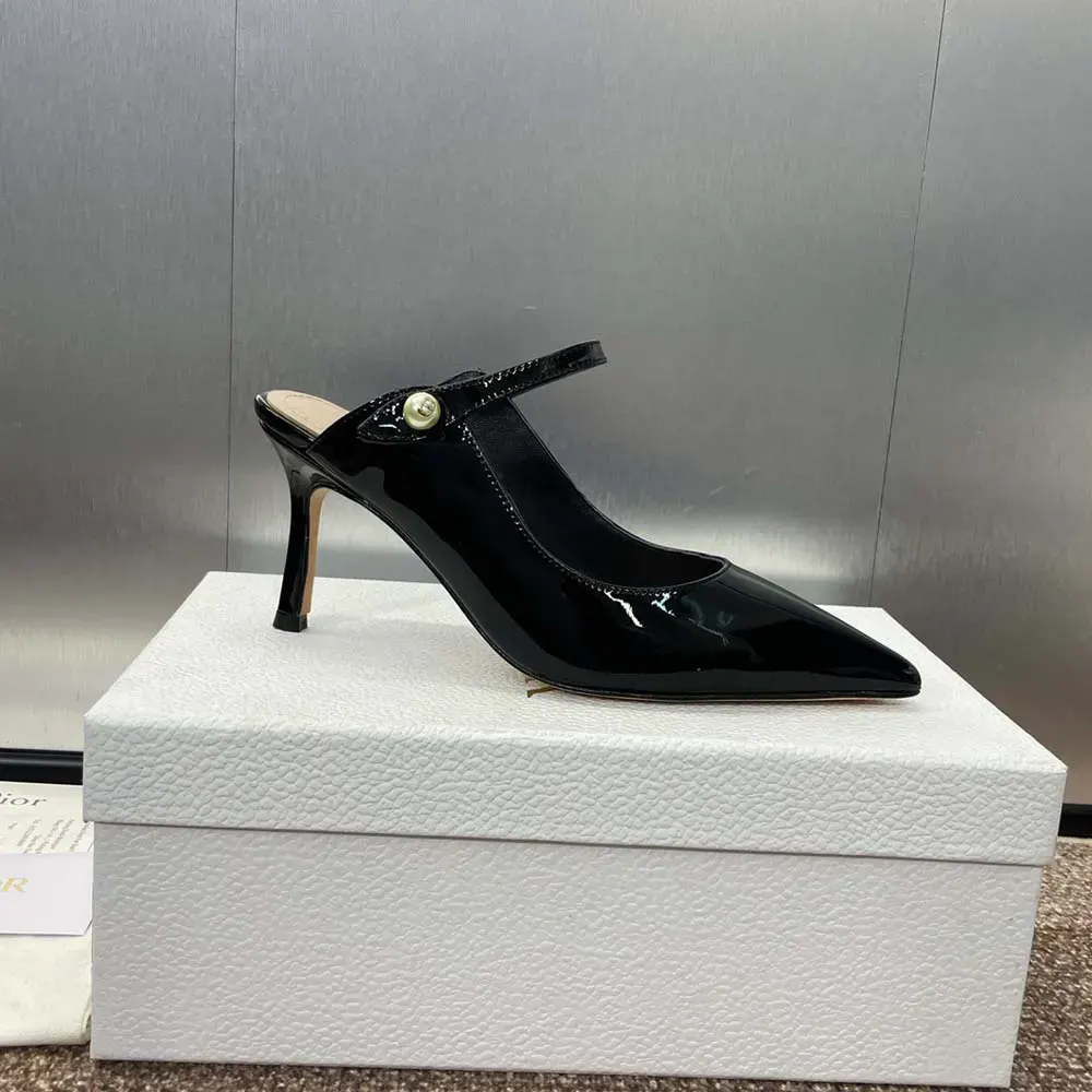 Dior Women Jolie Dior Heeled Mule Black Patent Calfskin - image 5