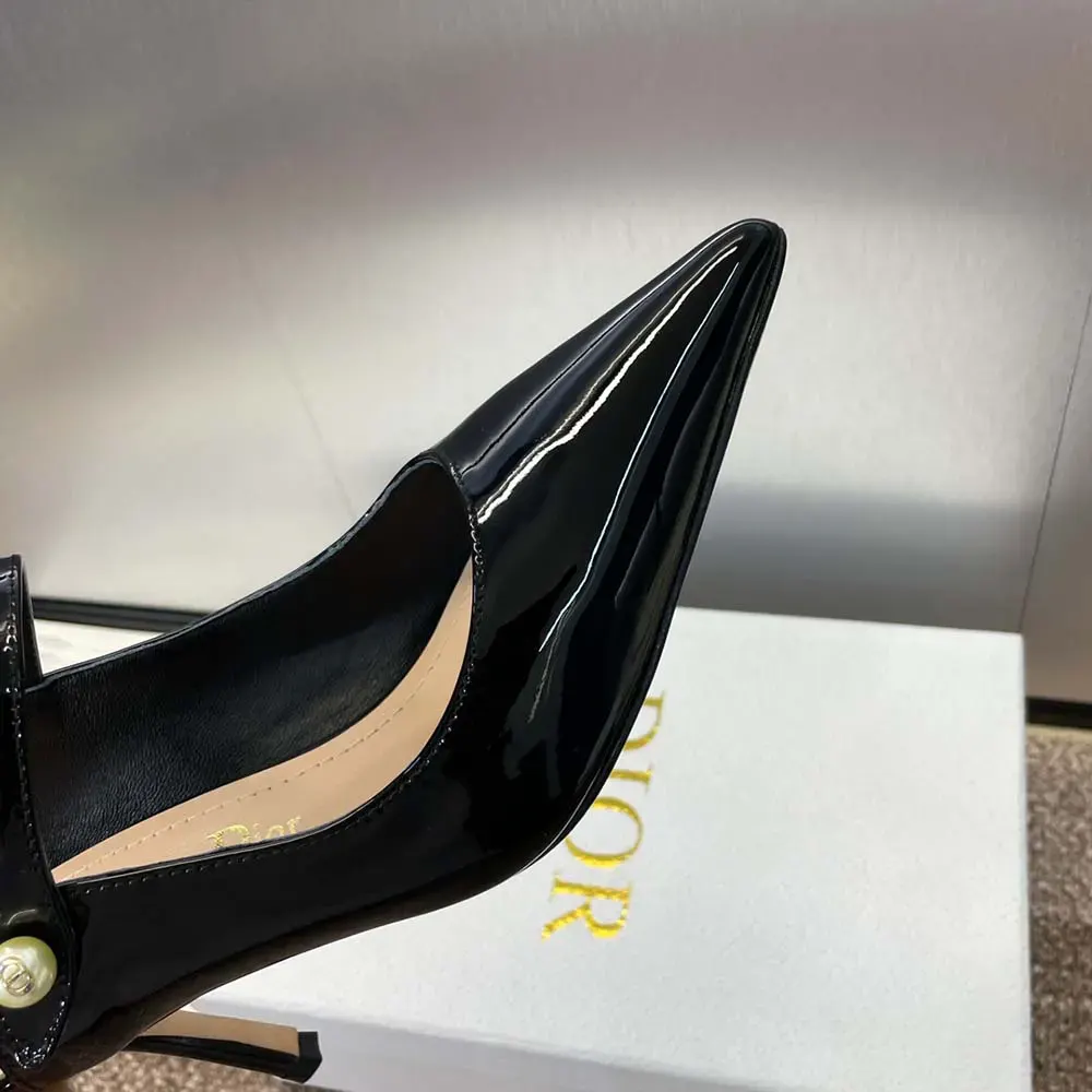 Dior Women Jolie Dior Heeled Mule Black Patent Calfskin - image 9