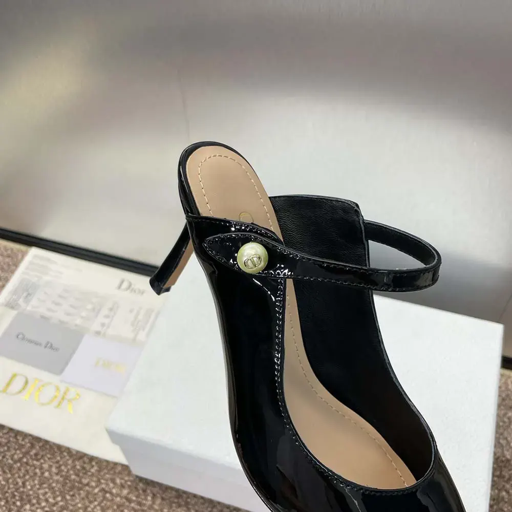 Dior Women Jolie Dior Heeled Mule Black Patent Calfskin - image 8