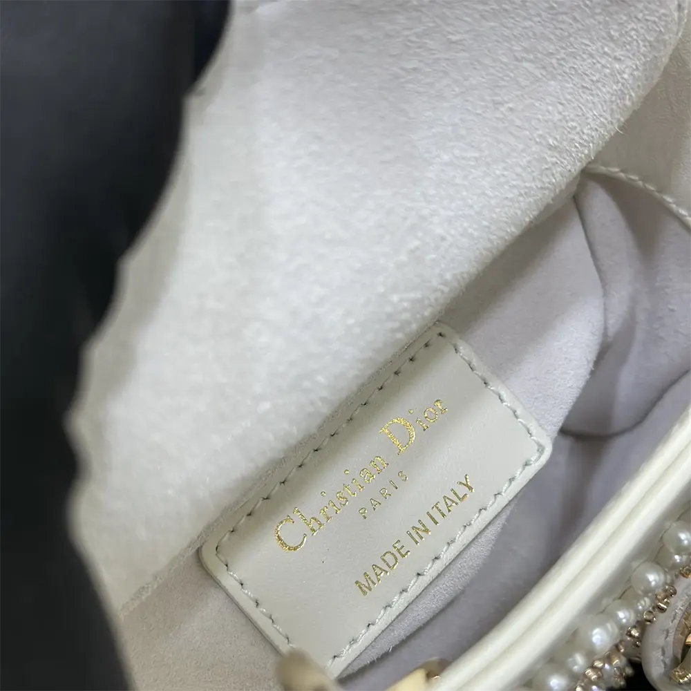 Dior Women Lady Dior Micro Bag Latte Cannage Lambskin with Resin Pearls - image 10