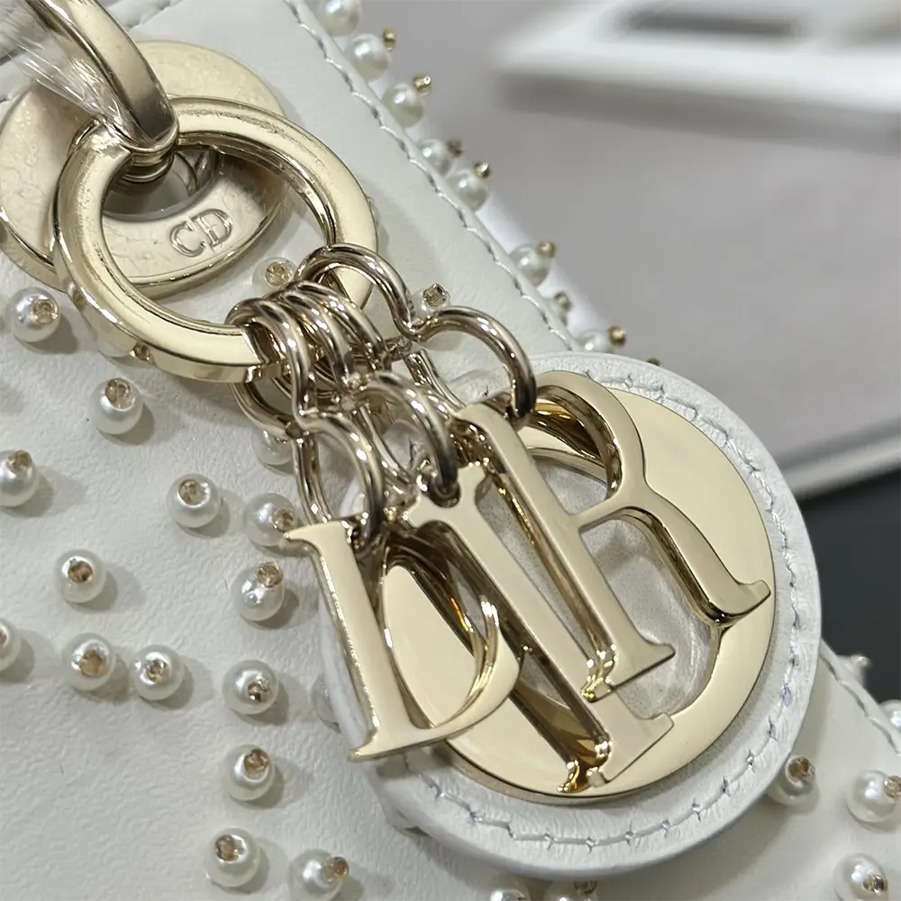 Dior Women Lady Dior Micro Bag Latte Cannage Lambskin with Resin Pearls - image 9
