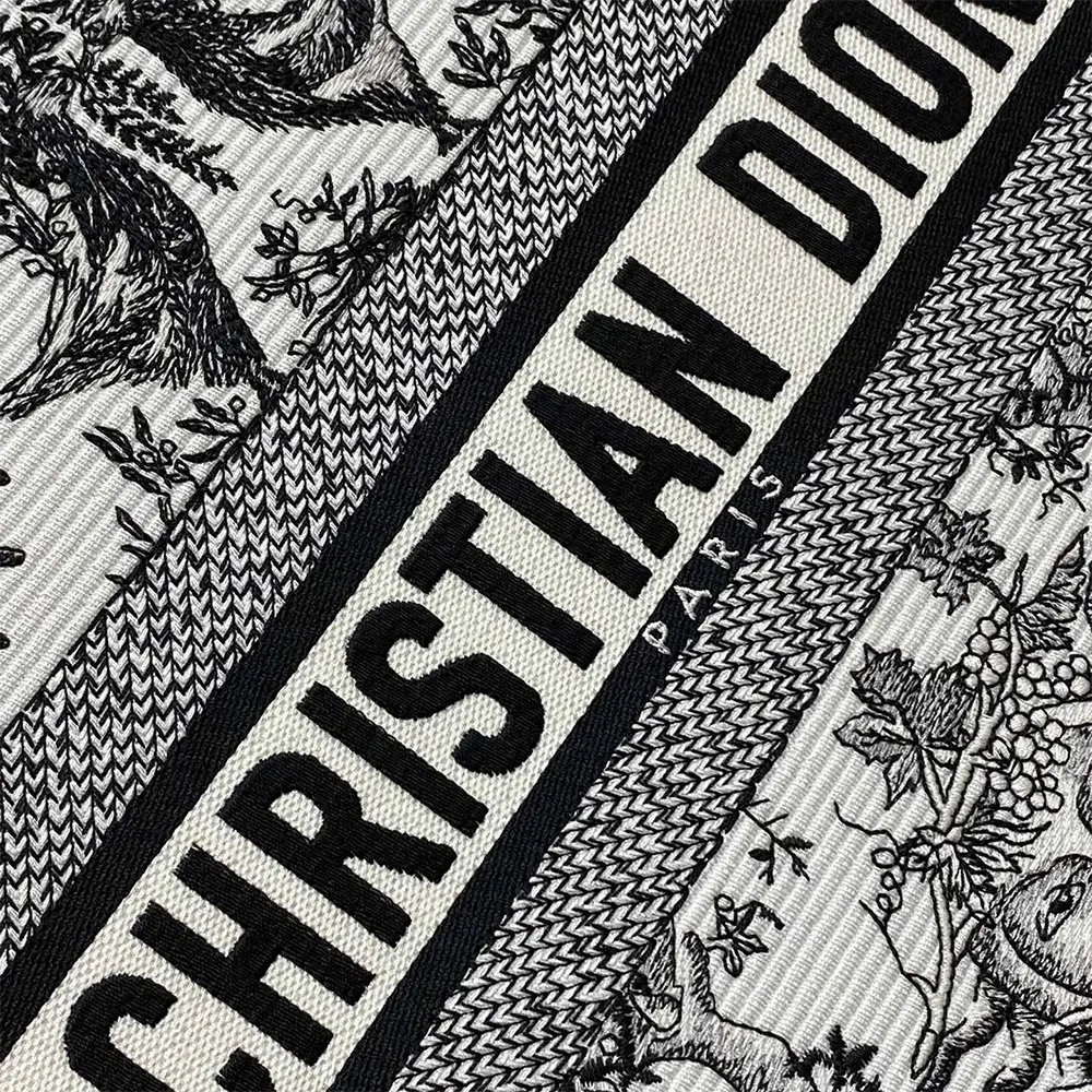 Dior Women Large Dior Book Tote White and Black Toile de Jouy Soleil Embroidery - image 10