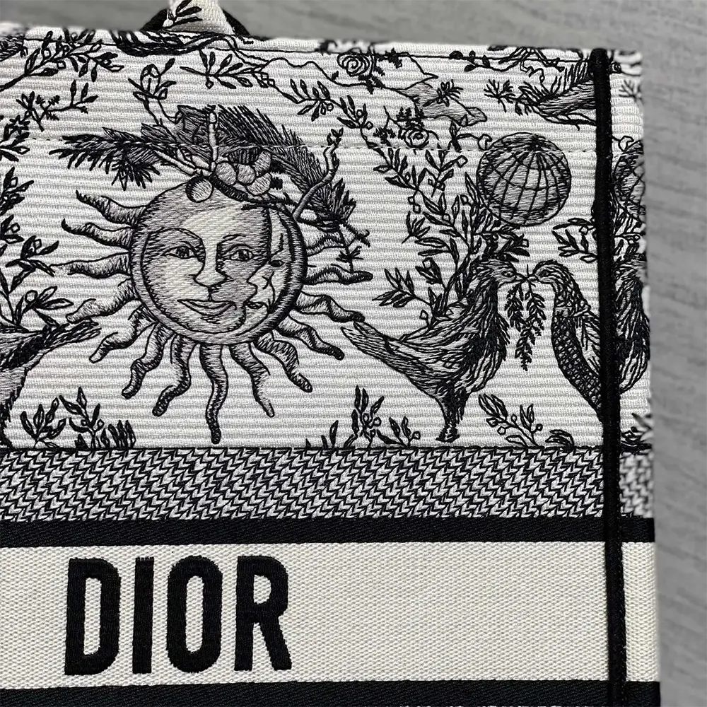 Dior Women Large Dior Book Tote White and Black Toile de Jouy Soleil Embroidery - image 6