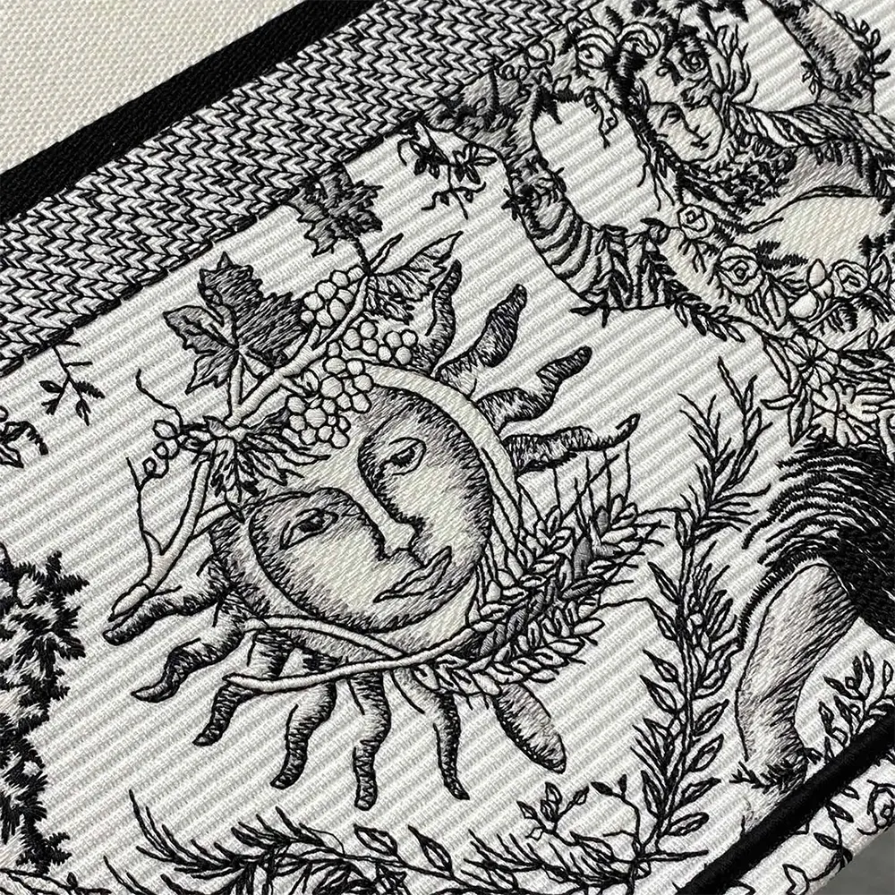 Dior Women Large Dior Book Tote White and Black Toile de Jouy Soleil Embroidery - image 9