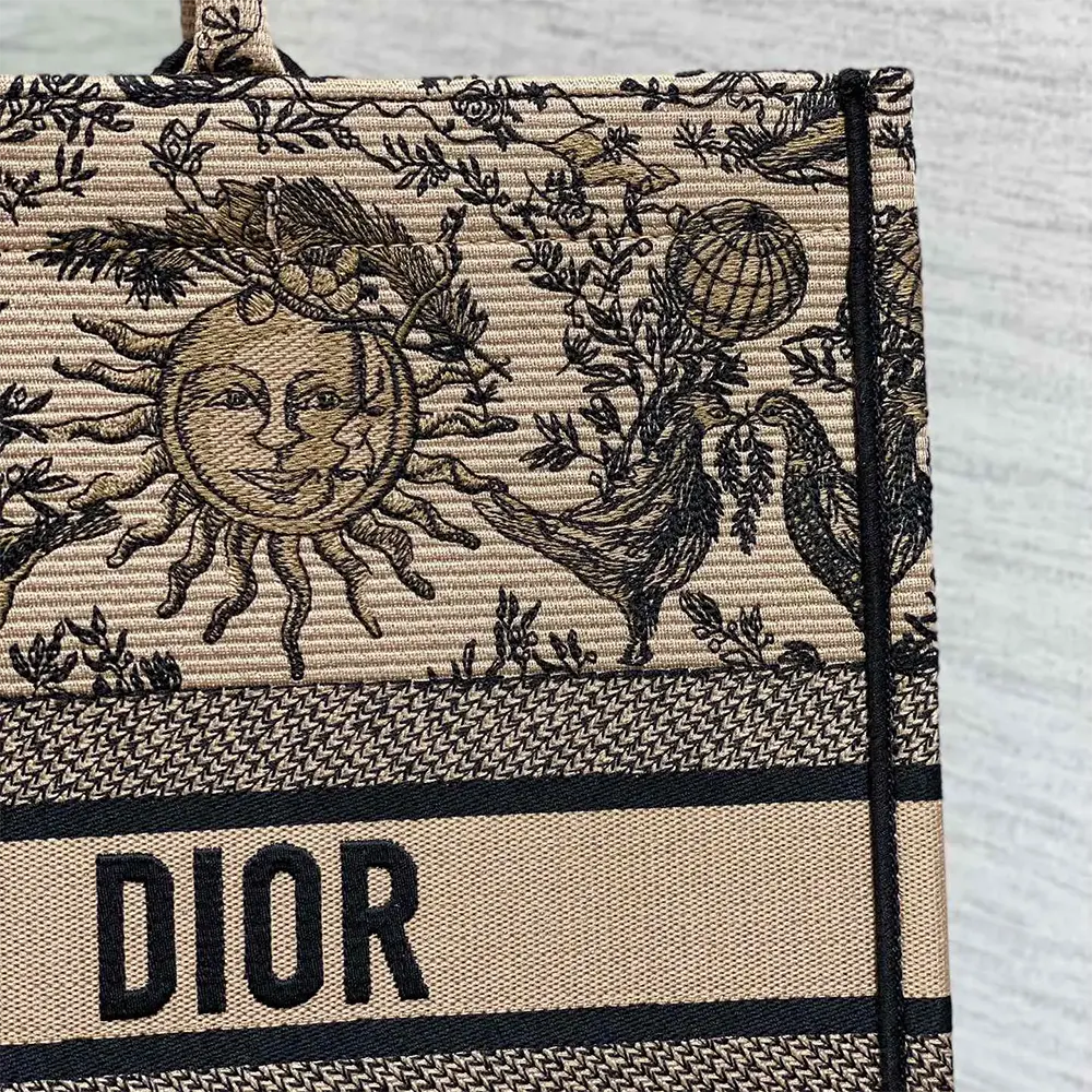 Dior Women Large Dior Book Tote Beige and Black Toile de Jouy Soleil Embroidery - image 9
