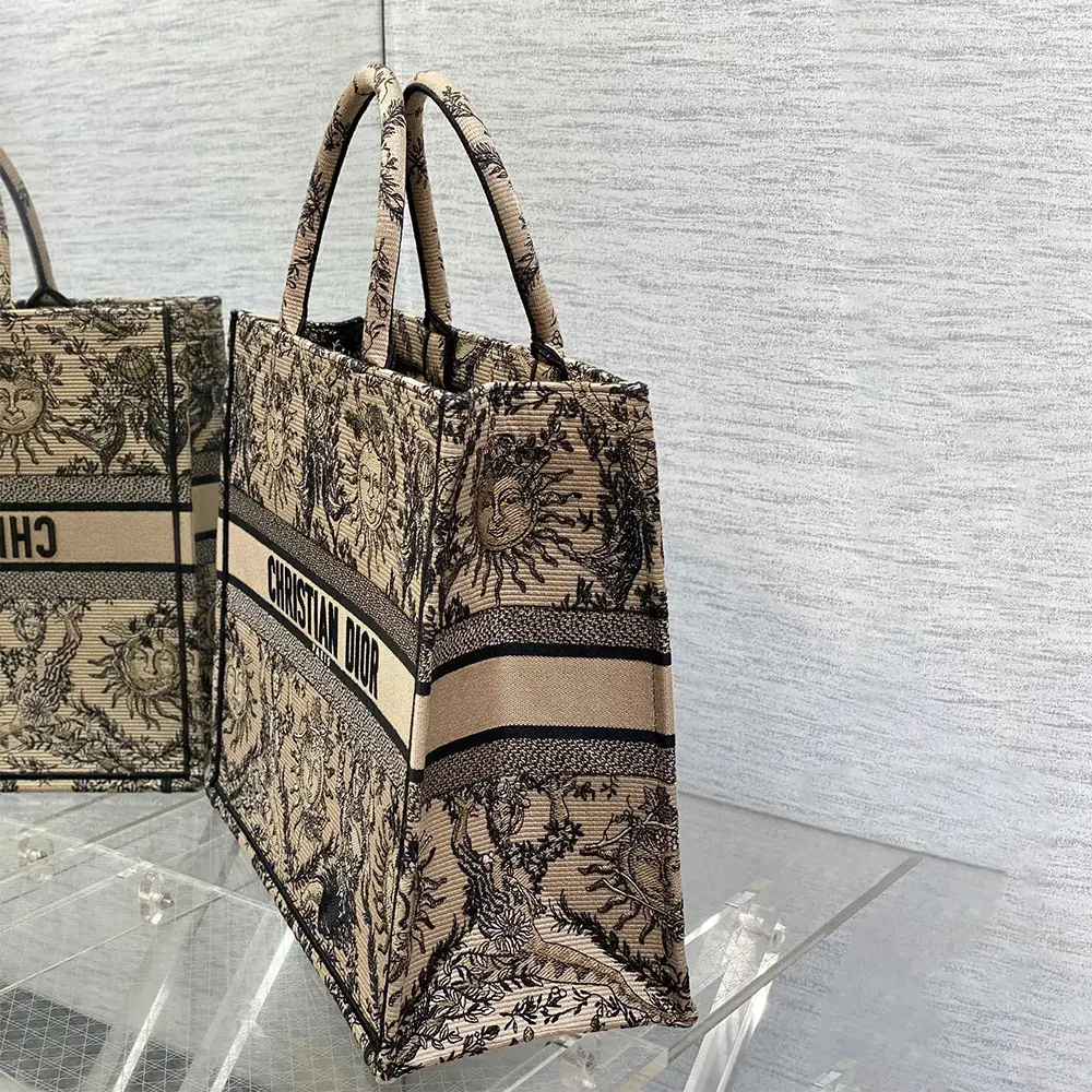 Dior Women Large Dior Book Tote Beige and Black Toile de Jouy Soleil Embroidery - image 4