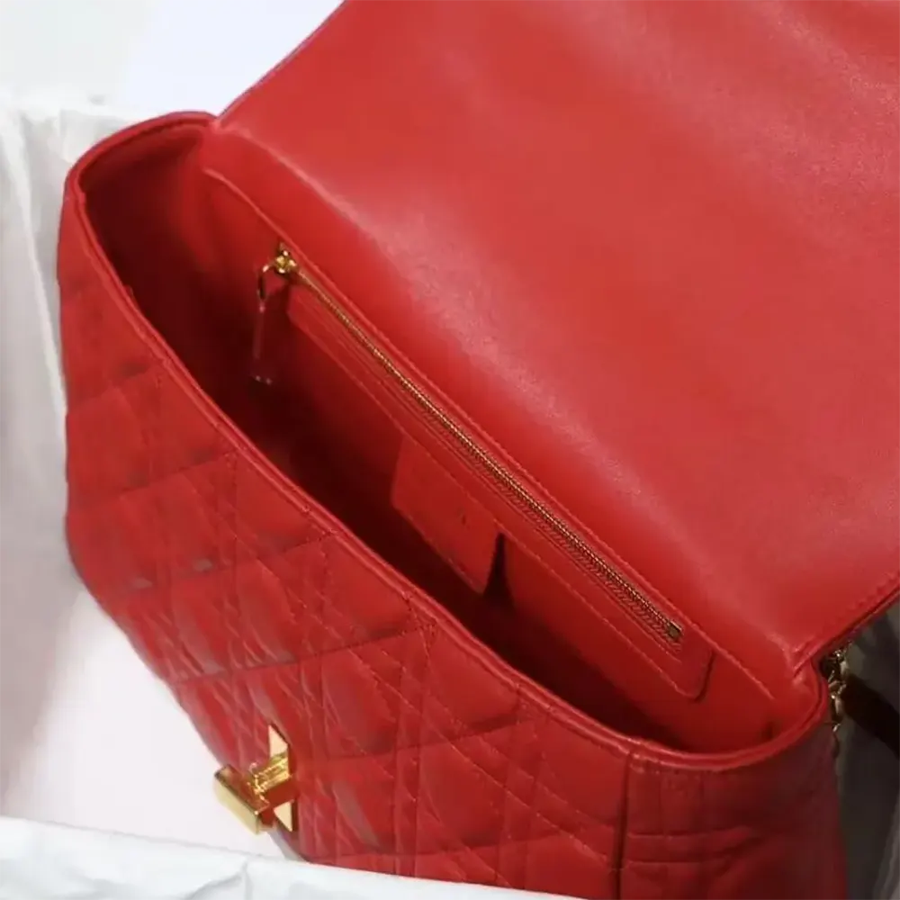 Dior Women Large Dior Caro Bag Red Soft Cannage Calfskin - image 9