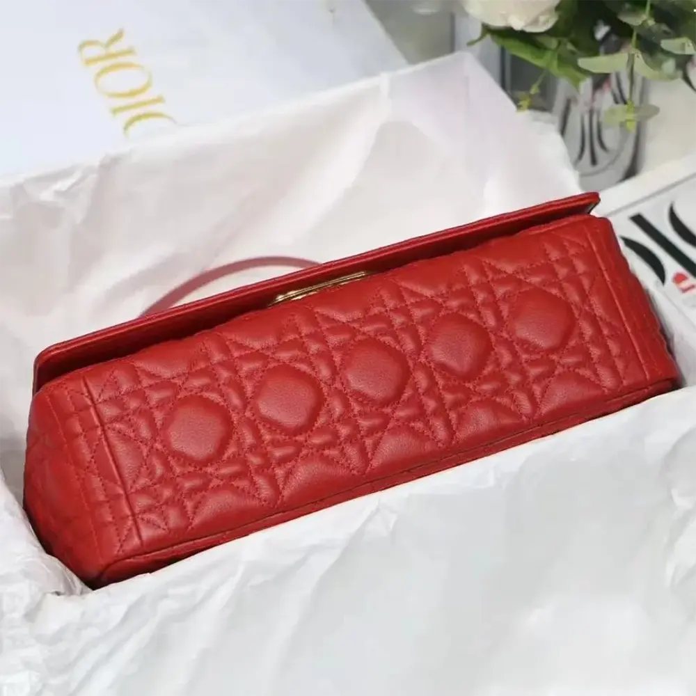 Dior Women Large Dior Caro Bag Red Soft Cannage Calfskin - image 4