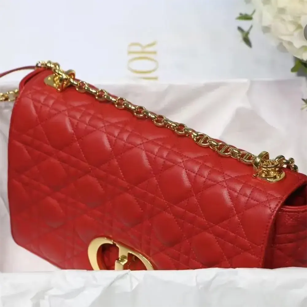 Dior Women Large Dior Caro Bag Red Soft Cannage Calfskin - image 5