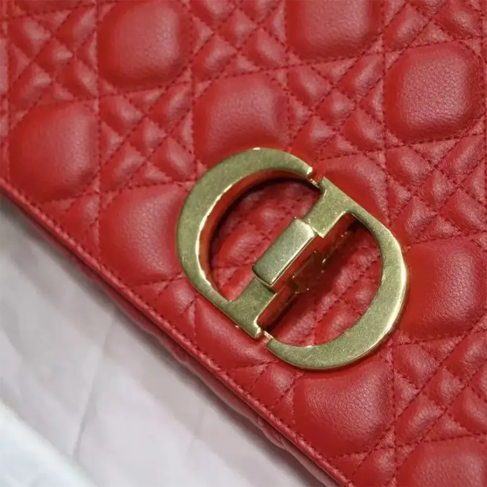 Dior Women Large Dior Caro Bag Red Soft Cannage Calfskin - image 8