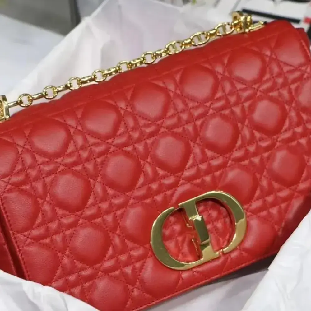 Dior Women Large Dior Caro Bag Red Soft Cannage Calfskin - image 7