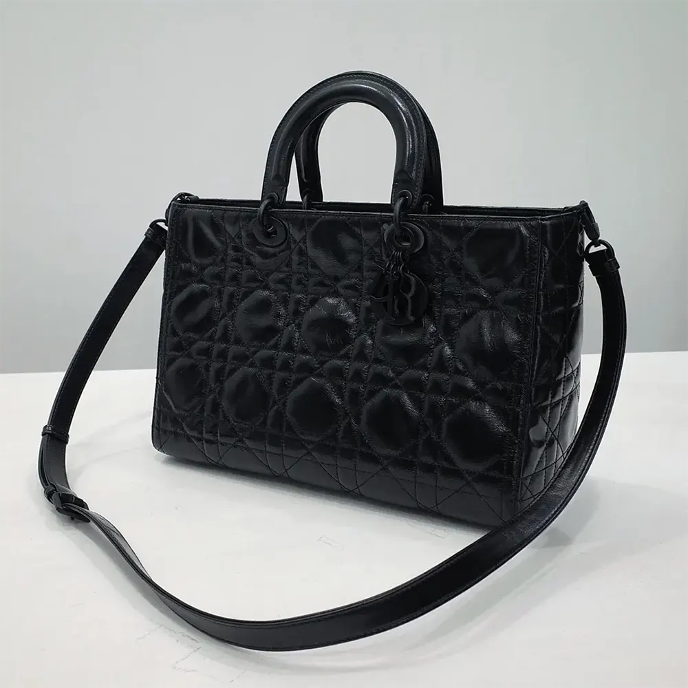 Dior Women Large Lady D-Sire Bag Black Macrocannage Crinkled Calfskin - image 4