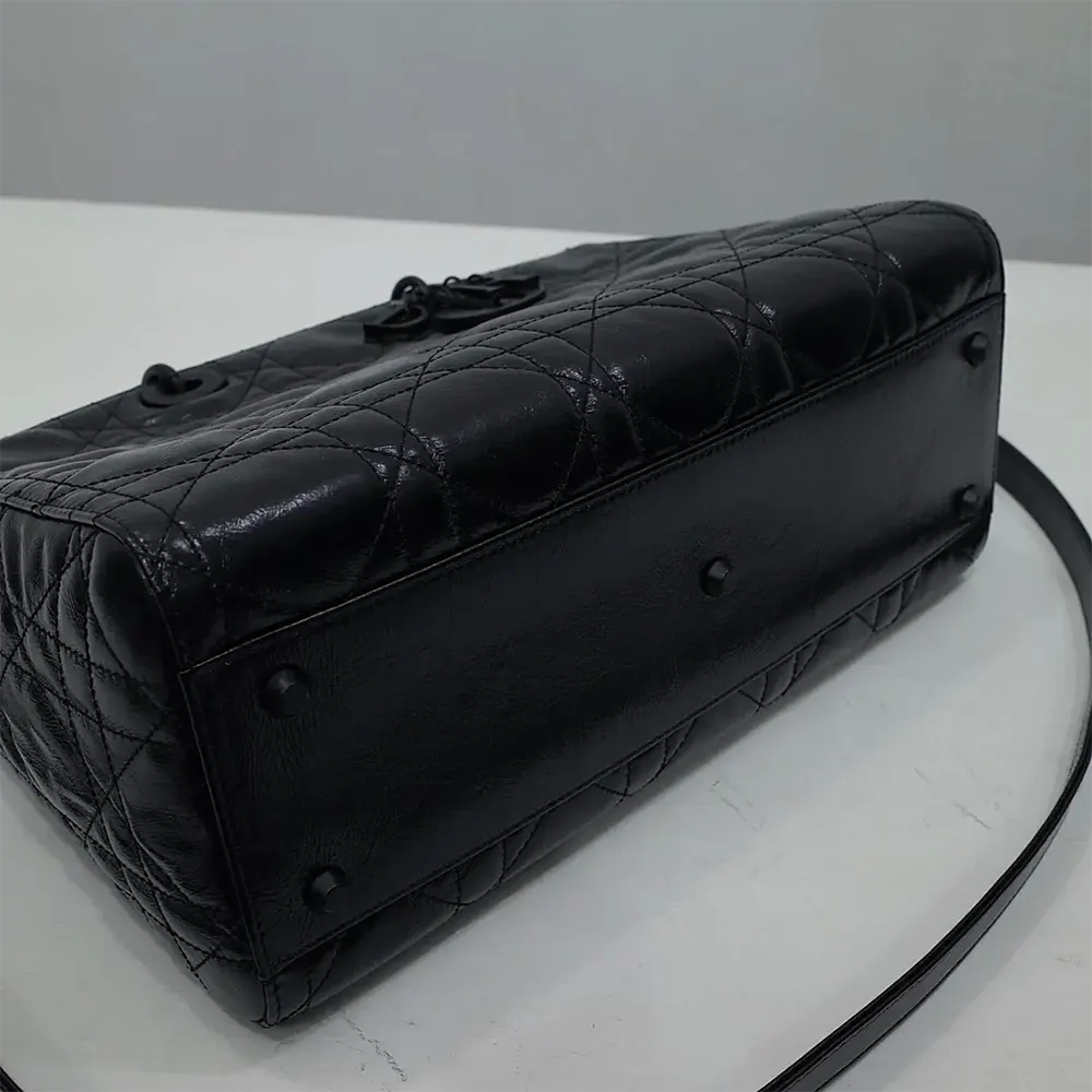 Dior Women Large Lady D-Sire Bag Black Macrocannage Crinkled Calfskin - image 5