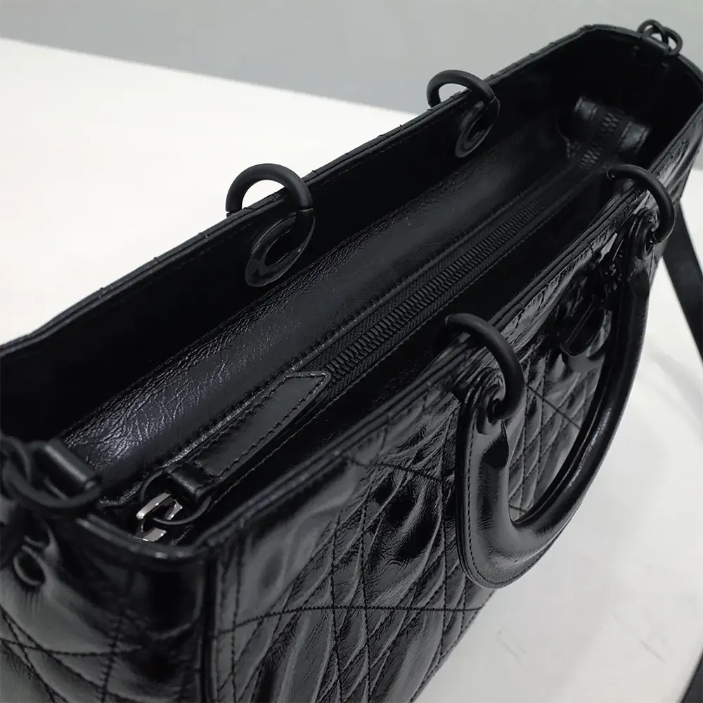 Dior Women Large Lady D-Sire Bag Black Macrocannage Crinkled Calfskin - image 6
