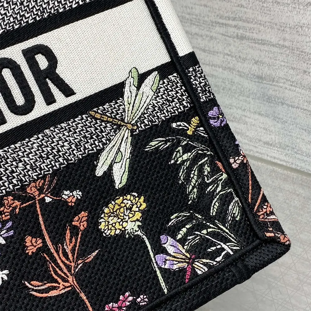 Dior Women Medium Dior Book Tote Black Multicolor Dior Herbarium Embroidery - image 8