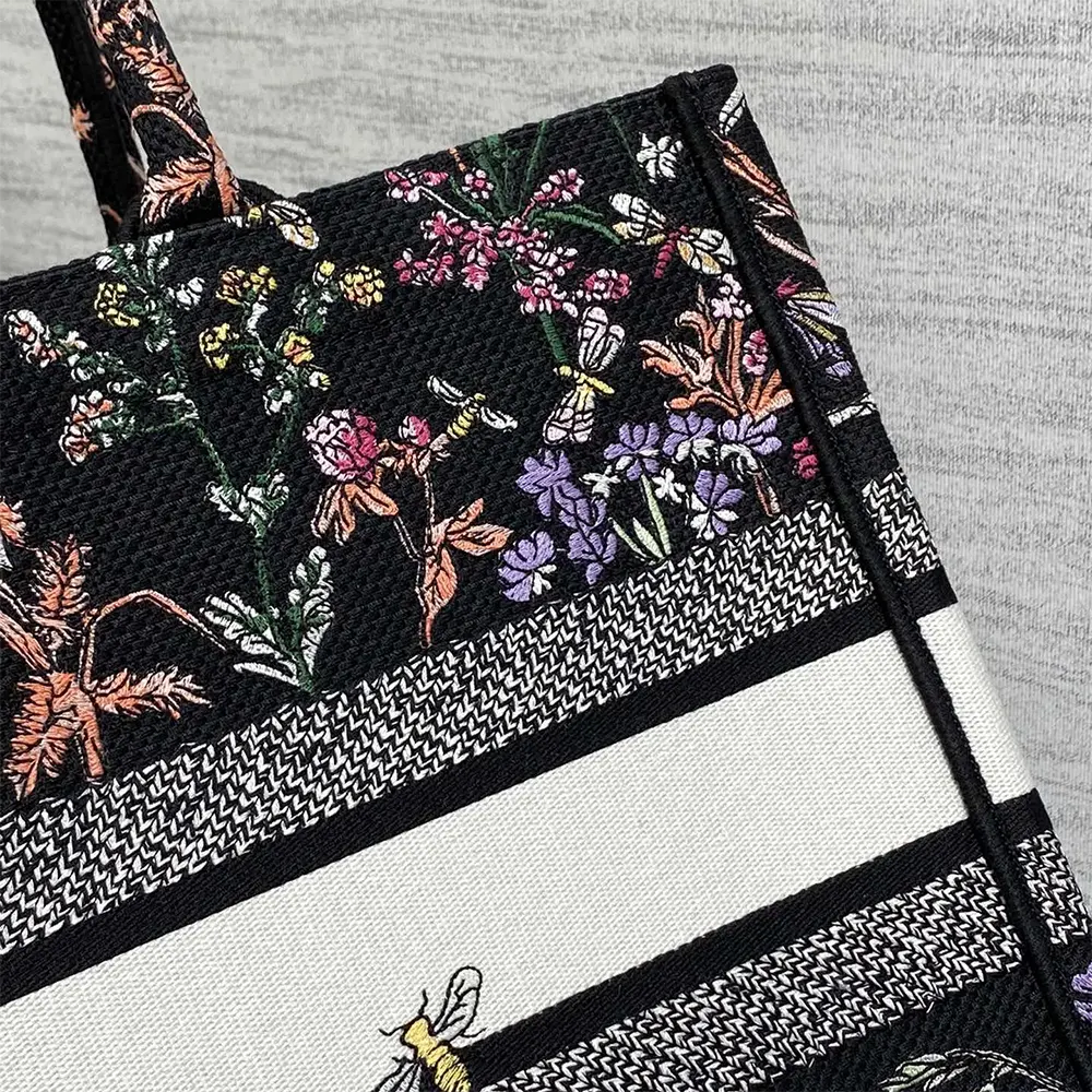 Dior Women Medium Dior Book Tote Black Multicolor Dior Herbarium Embroidery - image 7