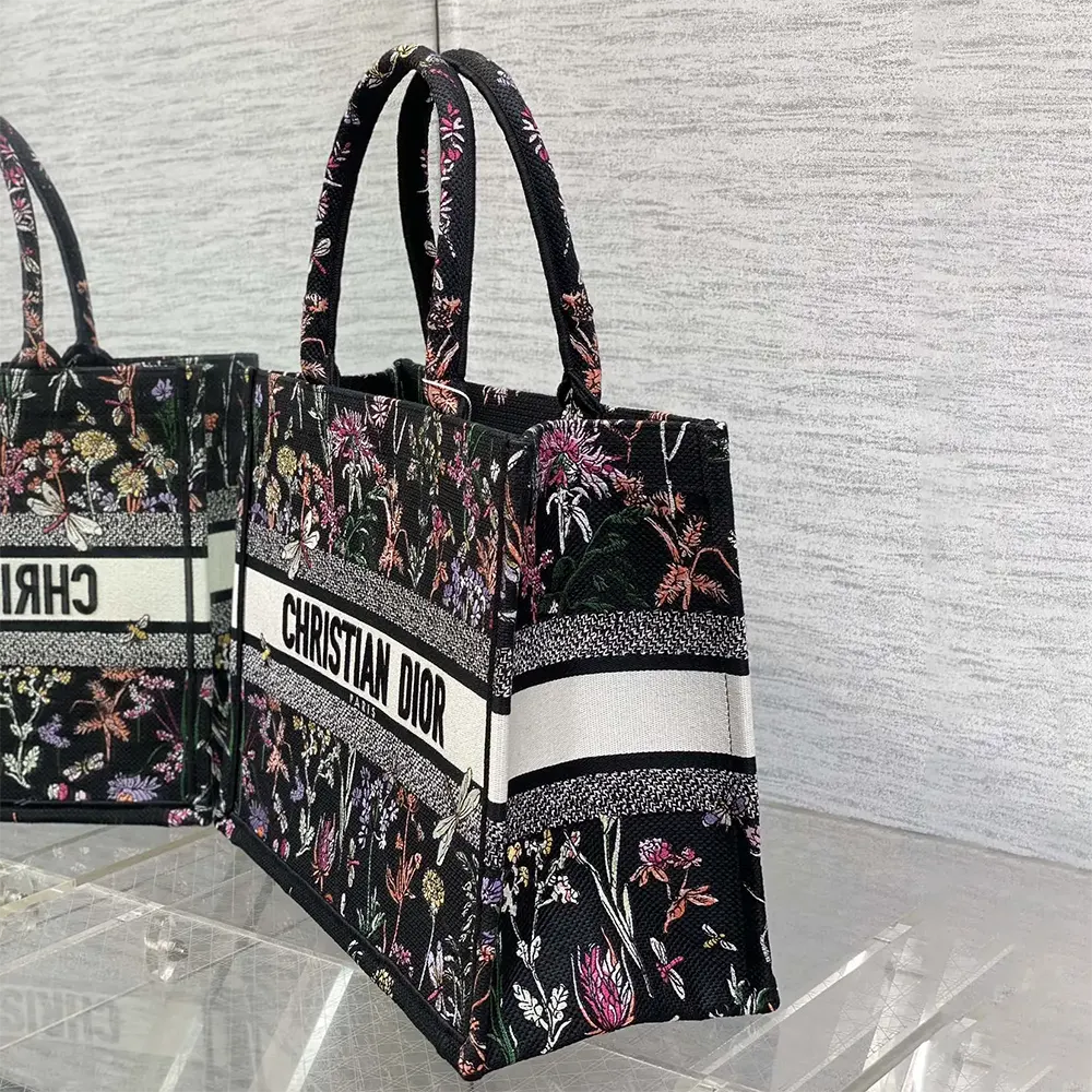 Dior Women Medium Dior Book Tote Black Multicolor Dior Herbarium Embroidery - image 4