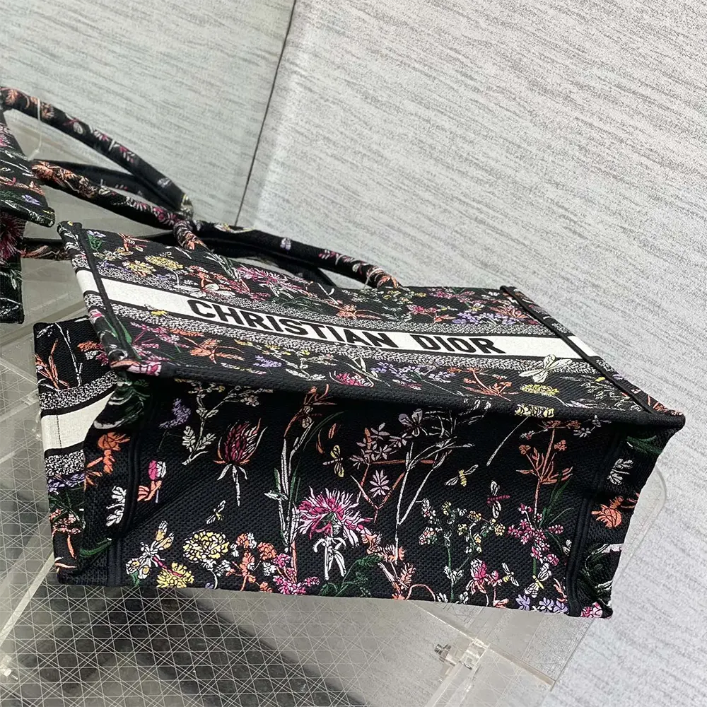Dior Women Medium Dior Book Tote Black Multicolor Dior Herbarium Embroidery - image 5