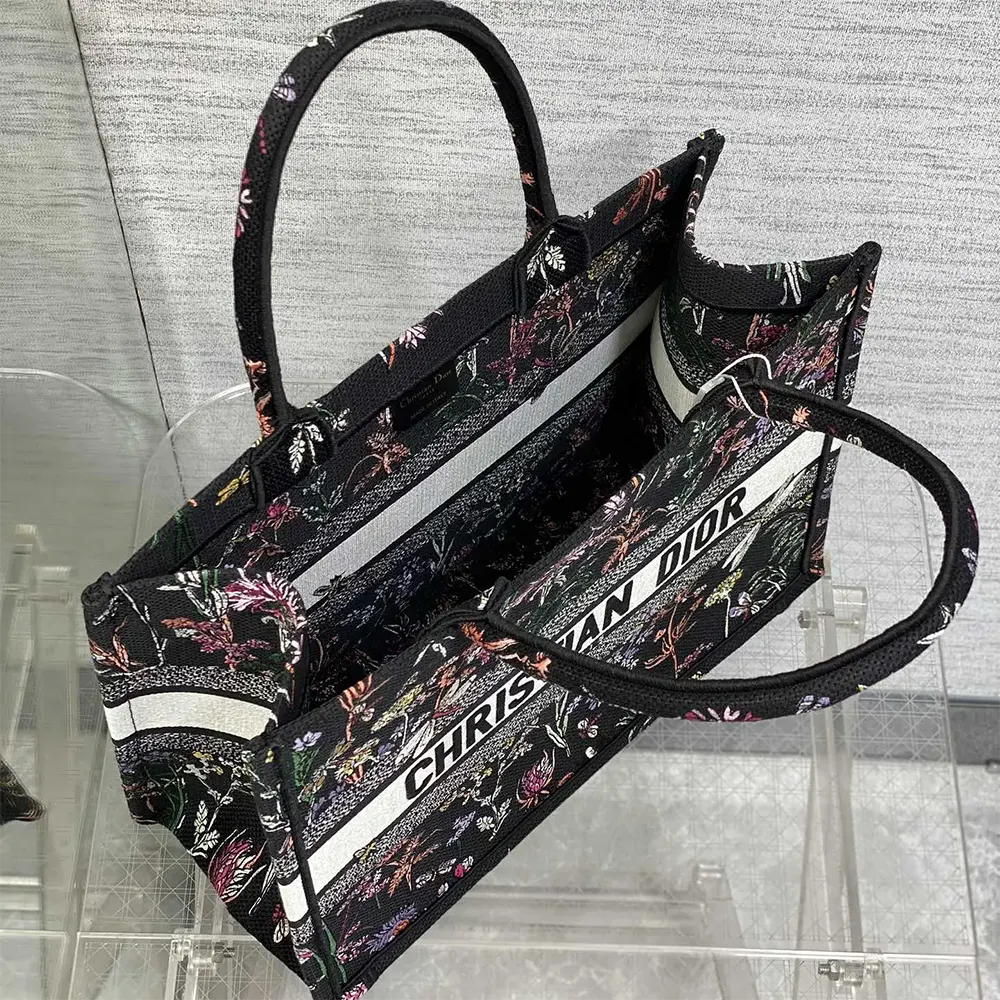 Dior Women Medium Dior Book Tote Black Multicolor Dior Herbarium Embroidery - image 6