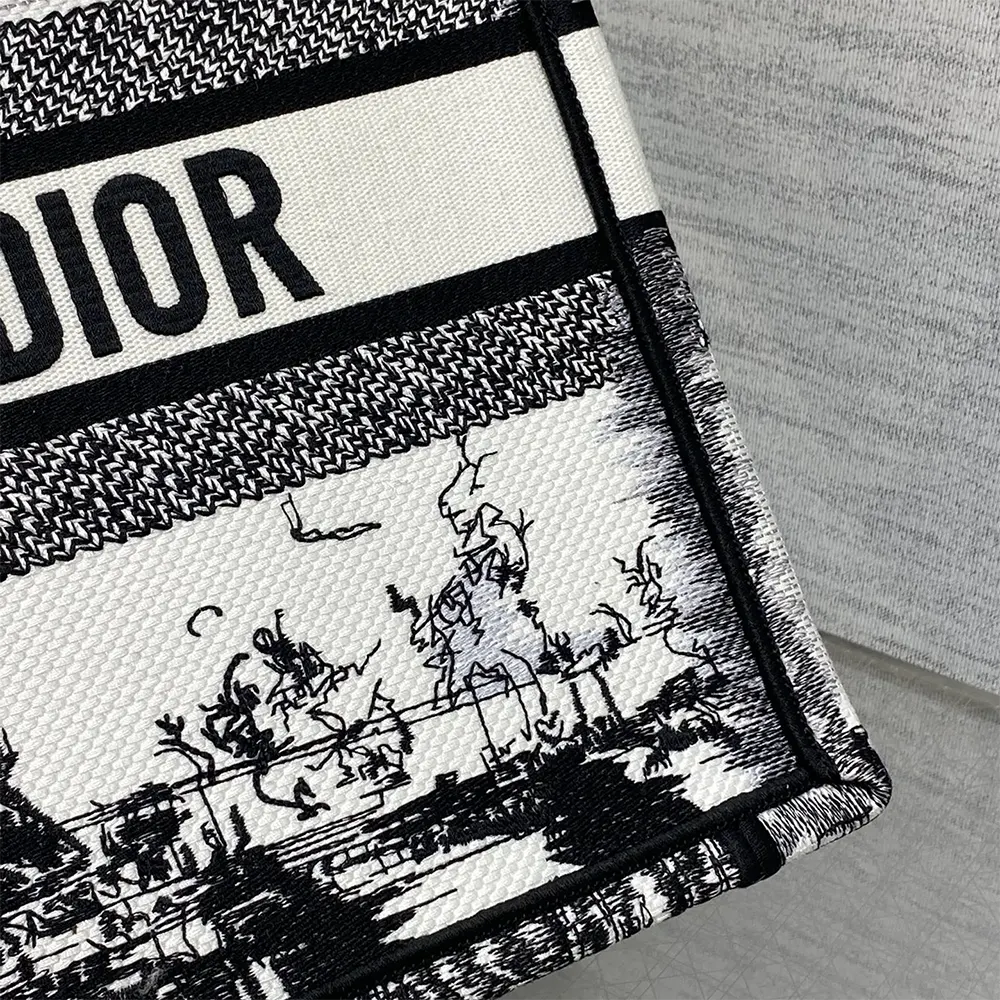 Dior Women Medium Dior Book Tote White and Black Paris Embroidery - image 8